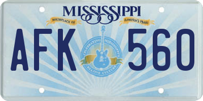MS license plate AFK560