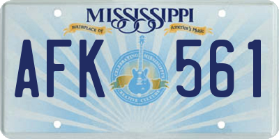 MS license plate AFK561