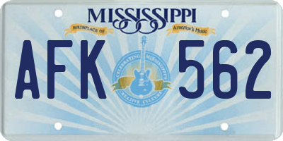 MS license plate AFK562