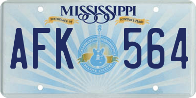MS license plate AFK564