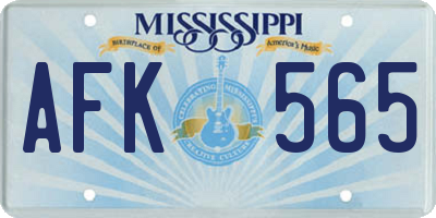 MS license plate AFK565