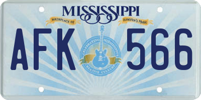 MS license plate AFK566