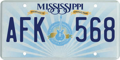 MS license plate AFK568