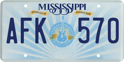 MS license plate AFK570