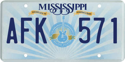MS license plate AFK571