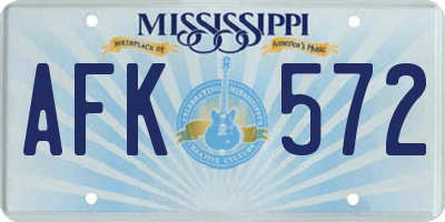 MS license plate AFK572