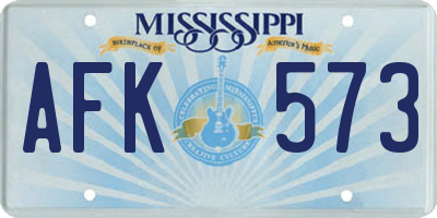 MS license plate AFK573