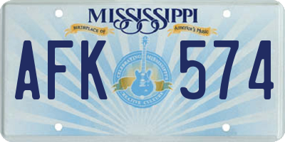 MS license plate AFK574