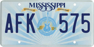 MS license plate AFK575