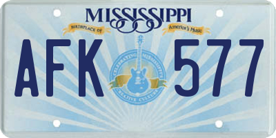 MS license plate AFK577