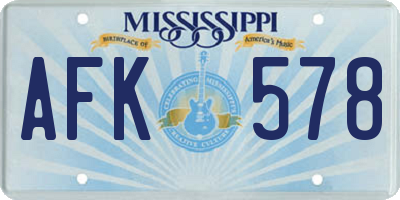 MS license plate AFK578