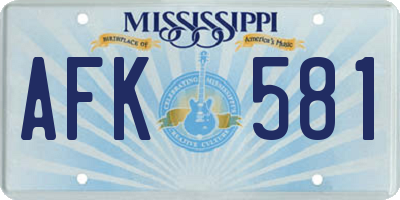 MS license plate AFK581