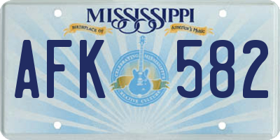 MS license plate AFK582