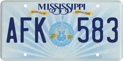 MS license plate AFK583