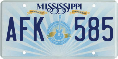MS license plate AFK585