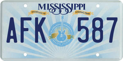 MS license plate AFK587