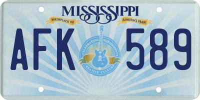 MS license plate AFK589