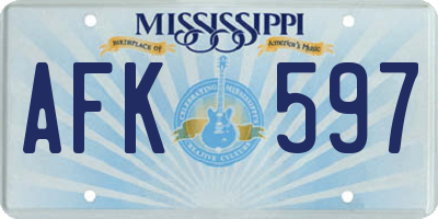 MS license plate AFK597