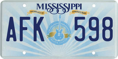 MS license plate AFK598