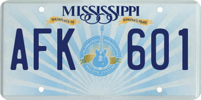 MS license plate AFK601