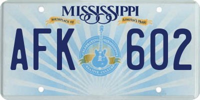MS license plate AFK602