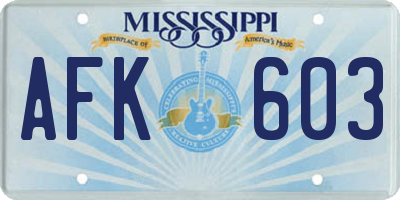 MS license plate AFK603