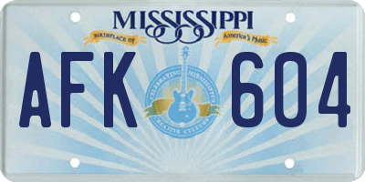 MS license plate AFK604