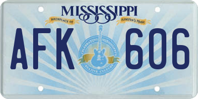 MS license plate AFK606