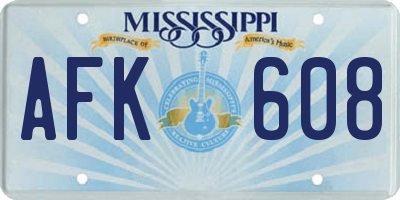 MS license plate AFK608