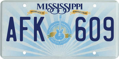 MS license plate AFK609