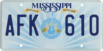 MS license plate AFK610