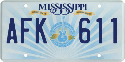 MS license plate AFK611