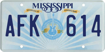 MS license plate AFK614