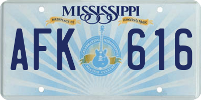 MS license plate AFK616