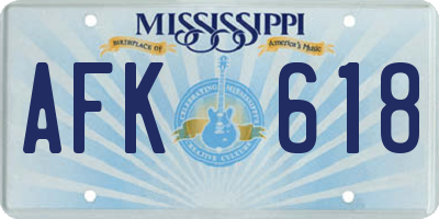 MS license plate AFK618
