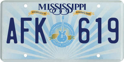 MS license plate AFK619