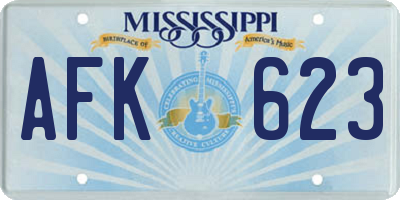 MS license plate AFK623