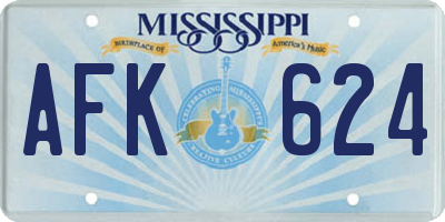 MS license plate AFK624