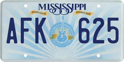 MS license plate AFK625