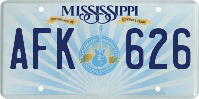 MS license plate AFK626