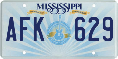MS license plate AFK629