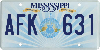 MS license plate AFK631