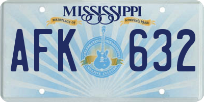MS license plate AFK632