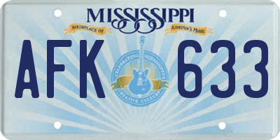 MS license plate AFK633