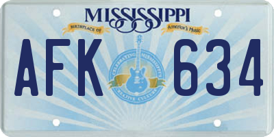 MS license plate AFK634