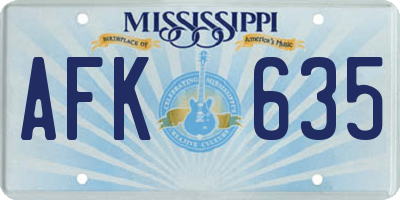 MS license plate AFK635