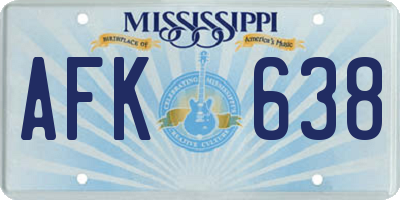 MS license plate AFK638