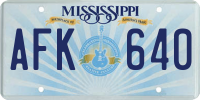 MS license plate AFK640