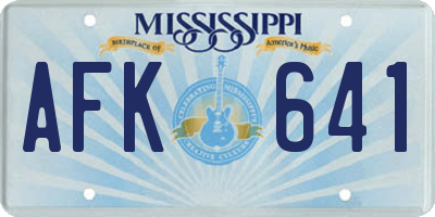 MS license plate AFK641