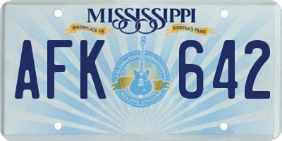 MS license plate AFK642